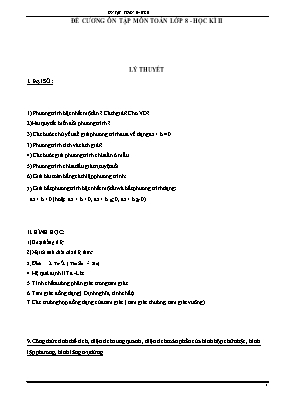 Đề cương ôn tập môn Toán lớp 8 - Học kì II